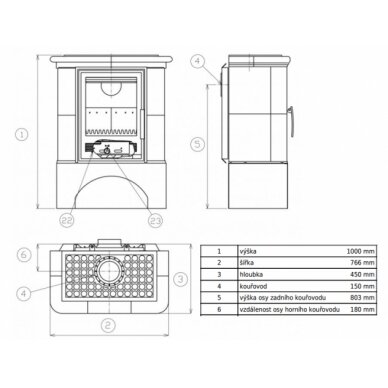 Krosnelė ABX BAVARIA K BORDO 6, su keramikos apdaila, 7kW 1