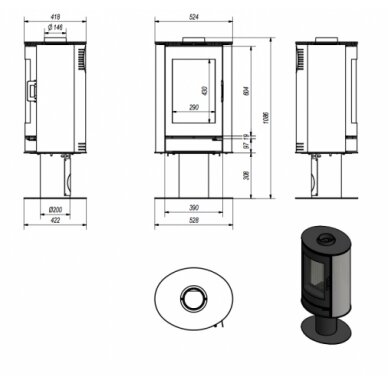 Krosnelė Kratki AB S/N Kafel, su keramikos apdaila, 8kW 1