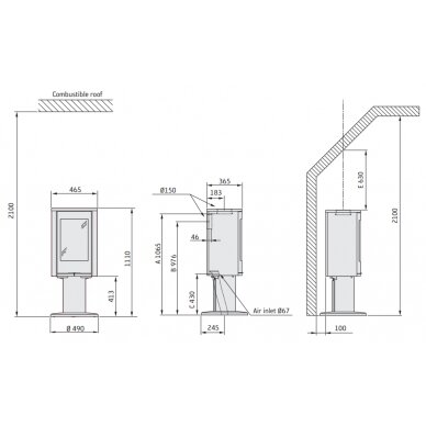 Krosnelė NIBE Contura C870 Style, 5kW, krosnelės viršaus apdaila pasirenkama 1