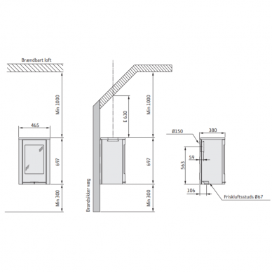 Krosnelė NIBE Contura C810W STYLE, 7kW, krosnelės viršaus apdaila pasirenkama 1