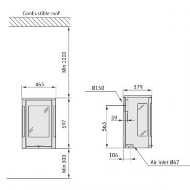 Krosnelė NIBE Contura C856GW Style, 7kW, krosnelės viršaus apdaila pasirenkama 1