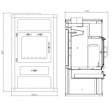 Plieninė krosnelė Comfort KB, su keramikos apdaila, 11kW 1