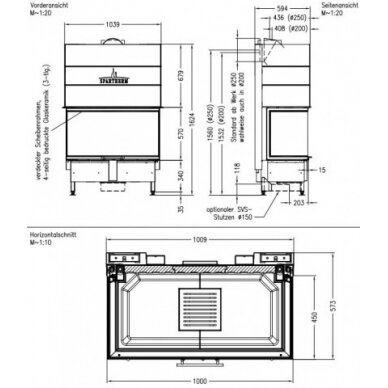 Židinio kapsulė Spartherm Arte 3RL-100h-4S su pakeliamomis durelėmis, 14,3kW 2