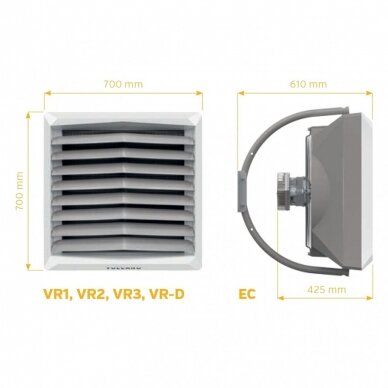 Vandeninis kaloriferis (šildytuvas) VTS Volcano VR2 EC 8-50 kW 2