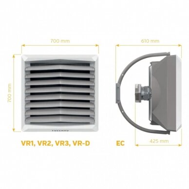 Vandeninis kaloriferis (šildytuvas) VTS Volcano VR1 EC 5-30kW 2