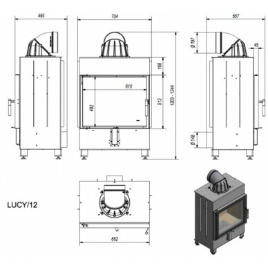 Židinio kapsulė, ugniakuras Kratki Lucy, 12kW 1